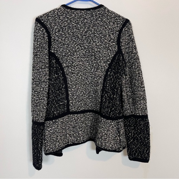 Vince Textured Drape Front Jacket cardigan M Black Gray Long Sleeve wool blend - Picture 6 of 9